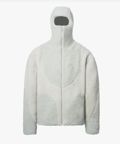 White Patch Soft Hooded Zipper