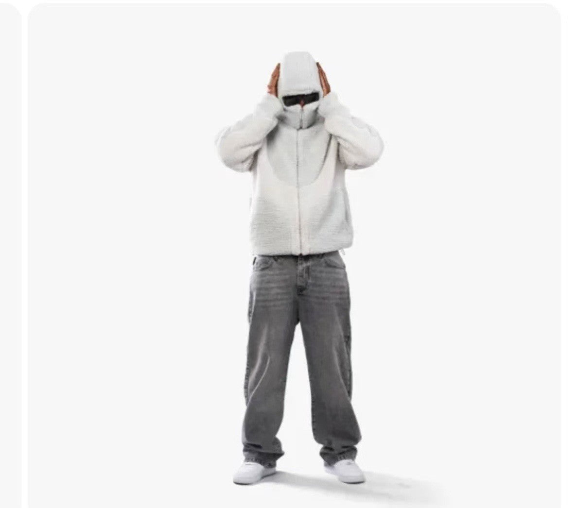 White Patch Soft Hooded Zipper